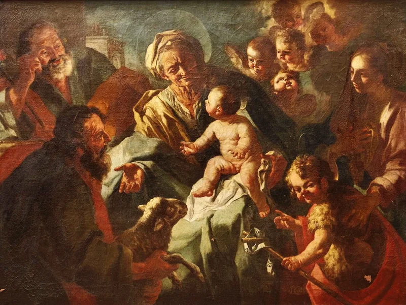 1719-Lorenzo De Caro - Sant'Anna e Gesù Bambino, con San Giuseppe, San Gioacchino, la Madonna e San Giovanni Battista